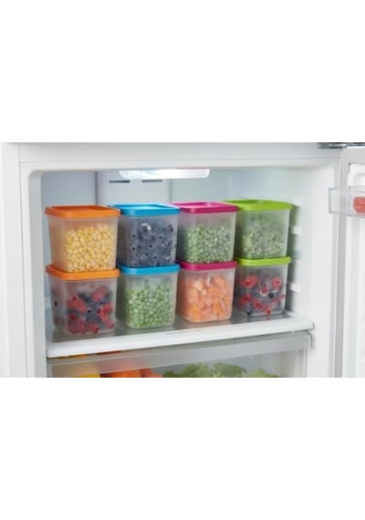 Alaska 8&apos Li Derin Dondurucu Saklama Kabı Seti - 380 Ml Kar Tanesi Desenli Erzak Kabı - Kırılmaz Esnek Yapı, Bpa Free 4 Renk X 2 Adet
