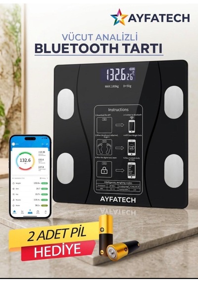 Dijital Baskül Yağ Su Kas Vücut Kitle Endeksi Kilo Ölçer Baskül-tartı
