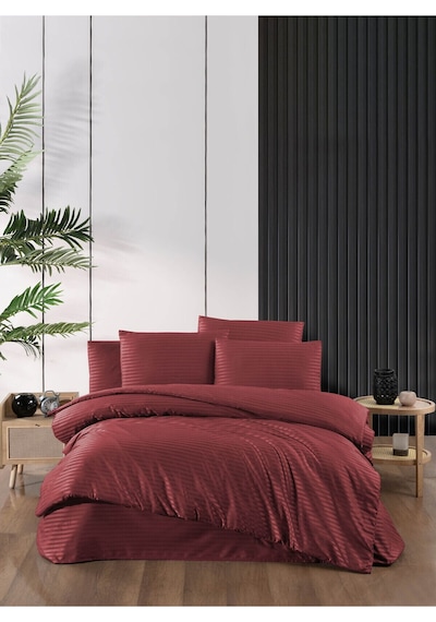 Bordo Saten Nevresim Takımı Bordo