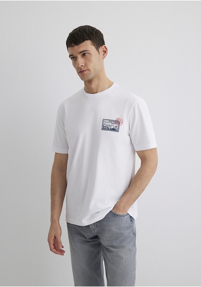 Mavi - Baskılı Beyaz Tişört 0612998-620 Beyaz