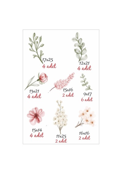 MSticker Okaliptus Çiçekler Çocuk Bebek Odası Sticker Seti