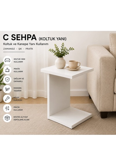 C Sehpa Koltuk Yanı Beyaz