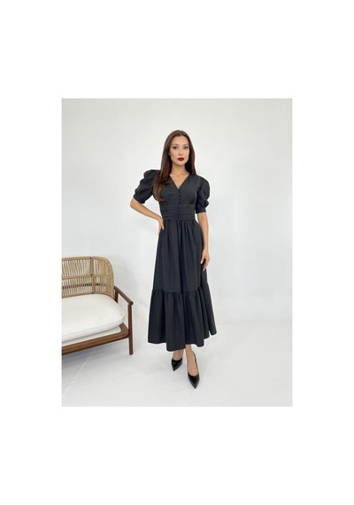 Butik İstanbul 6411 Elbise-siyah Si Yah
