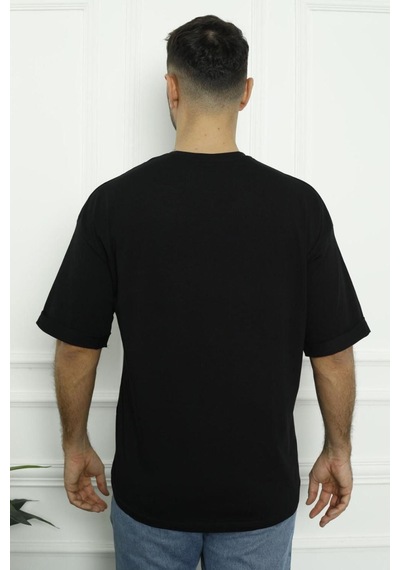 Tom John Erkek T-shirt Siyah Beyaz Oval Kesim 2 Li Set Mıxcolor Mıxcolor