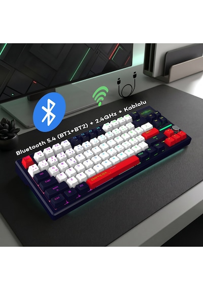 Inca Ikg-460ix Pro Manyetik White Switch Gaming Klavye 2k Hz Hot Swap Bluetooth 5.4 Rgb Dijital Bilgi Ekranı