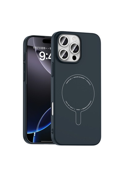 Maks Technology iPhone Uyumlu 16 Pro Max Kılıf M-safe Şarj Özellikli Kamera Korumalı Mkst Elio Sert Pc Kapak - Lacivert
