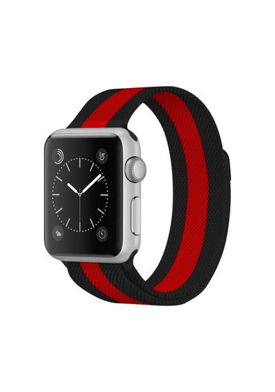 Apple Watch 38mm Metal Mıknatıslı Kordon - Siyah-kırmızı