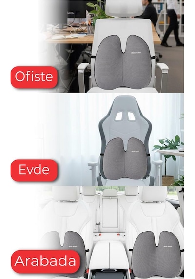 Ultralüks Kelebek Visco Ortopedik Ofis Bel Destek Yastığı - Gri - Ergo Travel