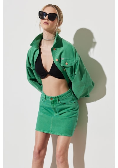 Wrangler Regular Fit Normal Kesim %100 Pamuk Yüksek Bel Açık Yeşil Etek W231769G25 Yeşil