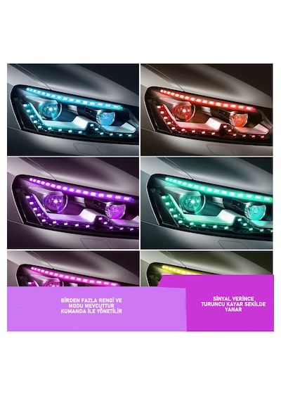 Far İçi Kristal Kayar Led Sinyalli Rgb Kumandalı