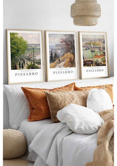 Huhuli Ahşap Çerçeveli Camille Pissarro Tablo Seti Huhu552