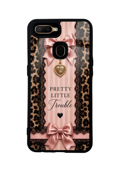 Oppo A5s Pretty Leopard Bow Tasarımlı Glossy Telefon Kılıfı Kahverengi