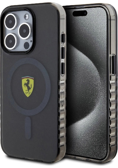 Apple iPhone Uyumlu 15 Pro Max Kılıf Ferrari  Lisanslı M-safe Şarj Özellikli Tırtıklı Kenar Tasarıml Çok Renkli