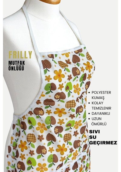 Frilly İkili Paket Mutfak Önlüğü Sıvı Geçirmez Su Geçirmez Mutfak Önlüğü Elmalı