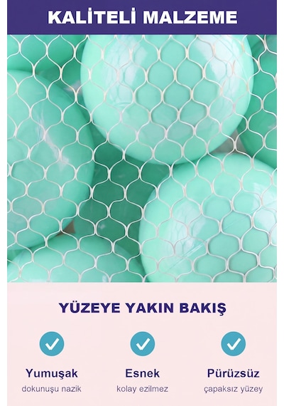 Soft Yeşil Havuz Topu 50 Adet Yumuşak Oyun Havuzu Topları, Filede 1+ Yaş