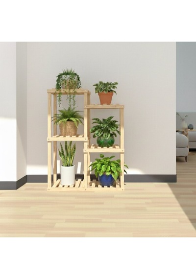 120 Cm Boy 80 Cm En Dekoratif Ahşap Çiçeklik - 5 Katlı Modern Saksı Standı - Yer Tasarruflu Bej