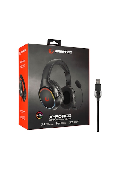 Rampage RX9 X-Force 7.1 Surround Çıkarılabilir Mikrofonlu RGB Oyuncu Kulaklığı