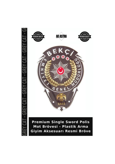 Grey Cat Premium Single Sword Polis Mot Brövesi - Plastik Arma Giyim Aksesuarı Resmi Bröve Çok Renkli