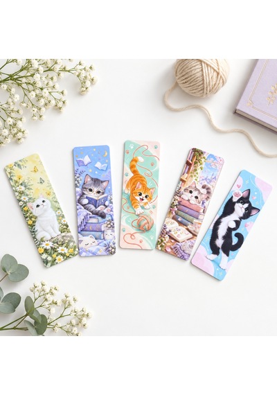 5 Adet Sevimli Kediler Kitap Ayracı 15 Cm