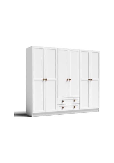 Bohem 4 Kapak 2 Çekmece Aynalı Gardırop K7 Mdf Kapak Beyaz