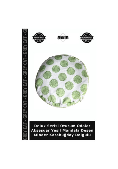 Delux Serisi Oturum Odalar Aksesuar Yeşil Mandala Desen Minder Karabuğday Dolgulu