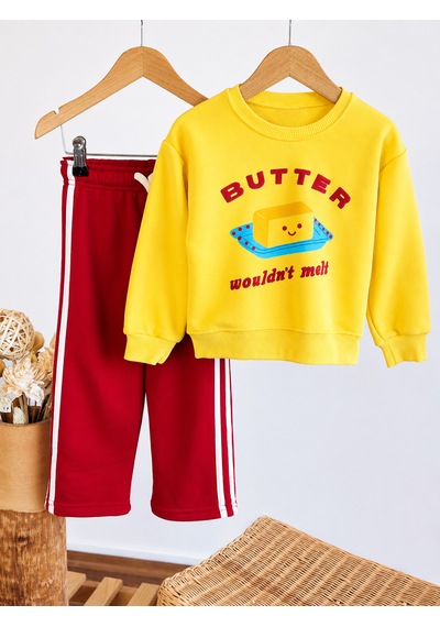 Elzo Collection Erkek Çocuk Butter Ön Arka Baskılı Üst Çizgili Alt 3 İplik Kumaş Alt Üst Takım Çok Renkli Elzo Collection Erkek Çocuk Butter Ön Arka Baskılı Üst Çizgili Alt 3 İplik Kumaş Alt Üst Takım Çok Renkli