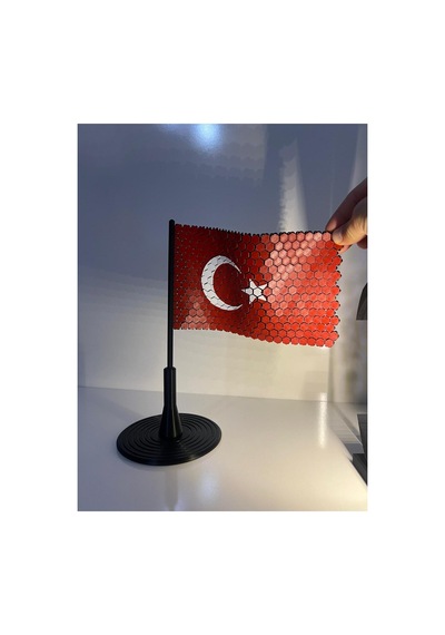 3d Hareketli Türk Bayrağı - Esnek Zincir Dokulu Masaüstü Stand Diğer