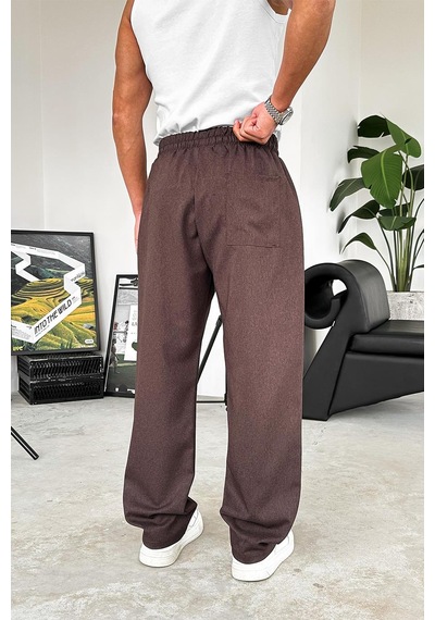 Kahverengi Dokulu Soft Jogger Pantolon Kahverengi