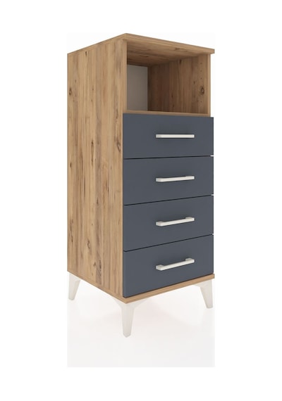 Hyperion Komodin Tek Raflı 4 Çekmeceli 44x44x106 Çam-antrasit Atlas Çam