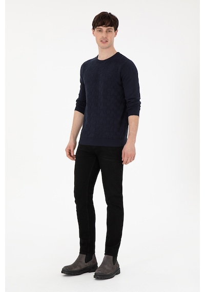 U.S. Polo Assn. Erkek Slim Fit Bisiklet Yaka Lacivert Basic Kazak 50288882-VR033