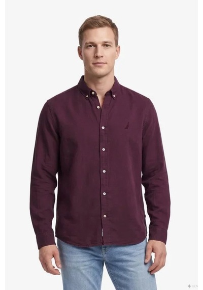 Nautica Erkek Kırmızı Regular Fit Gömlek-24774 Bordo