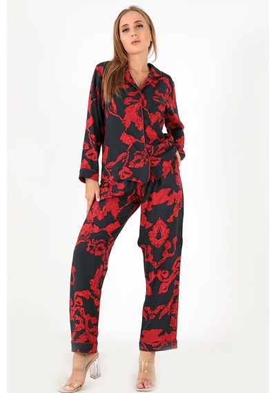 Doremi Red Flowers Uzun Kollu Kadın Pijama Takım Lacivert-m-l lacivert