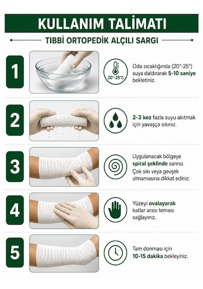 Alçılı Sargı Bezi 20 Cm X 2 M Ortopedik Medikal Alçı Bandaj Pop Toptan Koli 50 Adet Plaster Of Paris