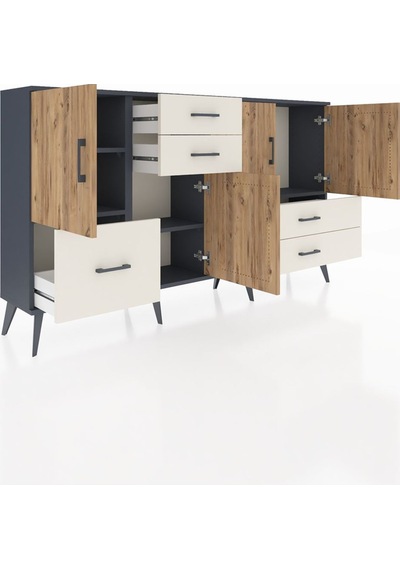Arges Konsol 4 Raflı 5 Çekmeceli 4 Kapaklı 176x30x99 Antrasit-çam/aytaşı Atlas Çam/aytası - Antrasıt Arges Konsol 4 Raflı 5 Çekmeceli 4 Kapaklı 176x30x99 Antrasit-çam/aytaşı Atlas Çam/aytası - Antrasıt