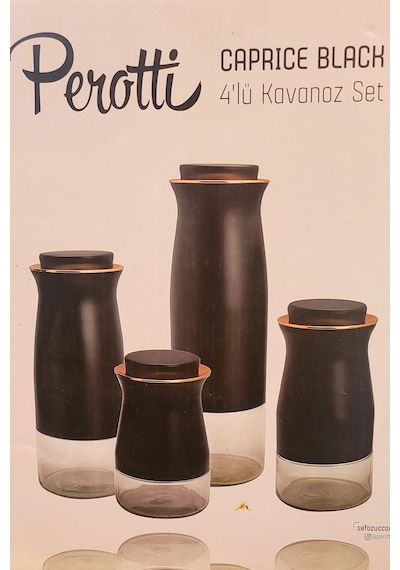 Perotti Caprice 4'lü Kavanoz Set Siyah Siyah