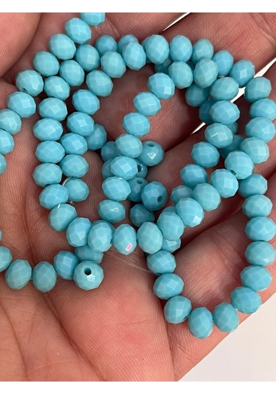 4 Mm Turkuaz Renk Kristal Delikli Dikme Cam Doğal Taş 1 Dizi 100 Adet