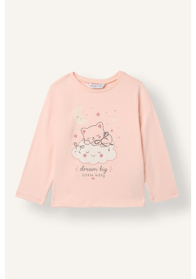 Defacto Kedi Ve Fiyonk Baskılı Pamuklu 2li Pijama Takımı Kız Bebek I8733a526wnpn212 Pembe-pn212