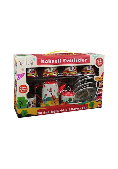 Atf-996-7a-10a 14 Prç.desenli Metal Çay Kahve Kırmızı