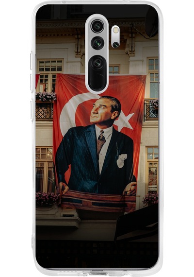 Redmi Note 8 Uyumlu Dev Bayrak Detaylı Atatürk Baskılı Silikon Kılıf Renkli