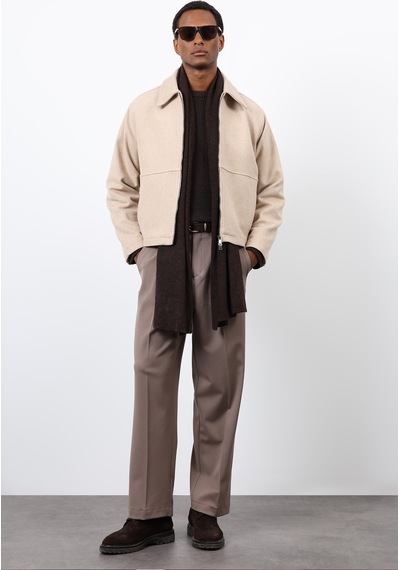 Antioch Regular Fit Dokulu Erkek Mont Bej
