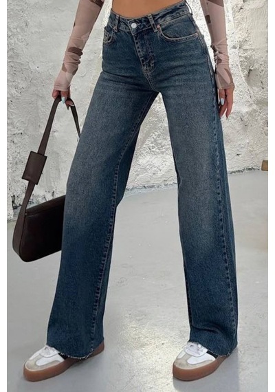 Balenbi Kadın Yüksek Bel Jean Yıkamalı Geniş Paça Palazzo Kot Pantolon 1239 - Premium Seri Mavi 2320 Balenbi Kadın Yüksek Bel Jean Yıkamalı Geniş Paça Palazzo Kot Pantolon 1239 - Premium Seri Mavi 2320