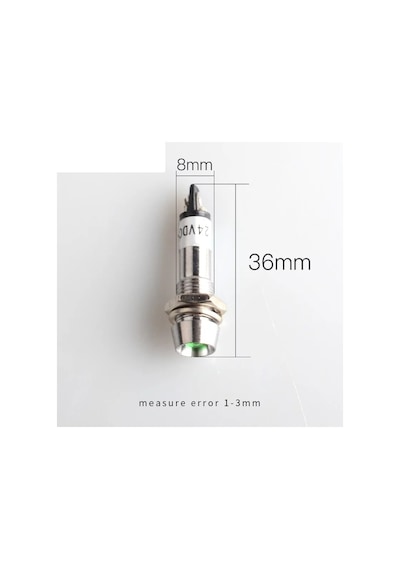 Ic-225 12V 8Mm Sinyal Lambası Metal Led Lamba 50 Adet-Yeşil