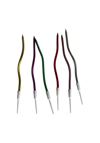 Eğik Pasta Mumu Karışık Renkli 6 Lı 14 Cm Çok Renkli