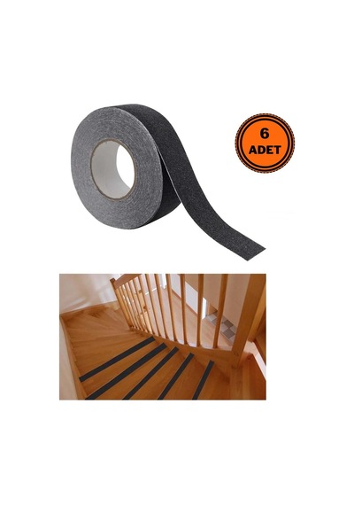 6 Adet Merdiven Zemin Kaydırmaz Bant 50 Mm X 25 Mt Siyah