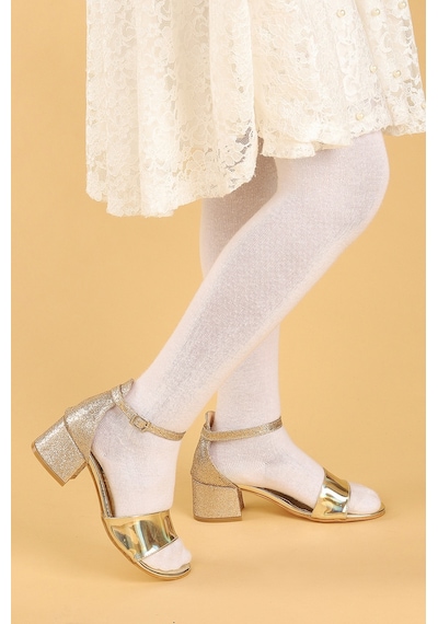 Kiko Kids 768 Ayna Kum Günlük Kız Çocuk 3 Cm Topuklu Ayakkabı Altın 001