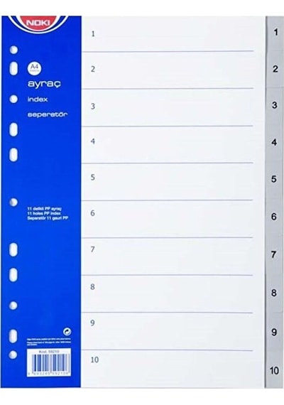 Seperatör 1-10 Rakamlı Plastik A4 59210