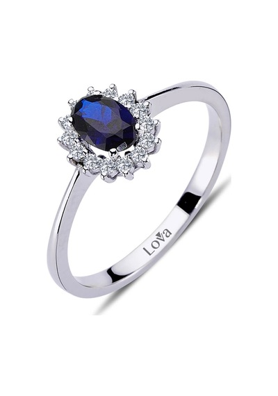 Lova Pırlantalı Oval Safir Anturaj Yüzük - 1020232