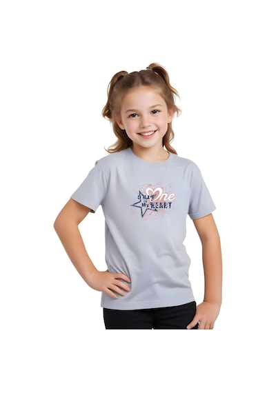 Fyk Kids Kız Çocuk One Heard Baskılı Tişört Gri