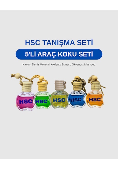 5li Araç İçi Ayna Koku Seti Bambu Kapaklı Cam Elma Tasarım 50 ML