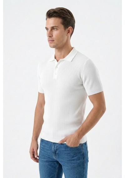 Baglan Erkek Spor Polo Yaka Triko Tişört Bgl-st05370 Beyaz